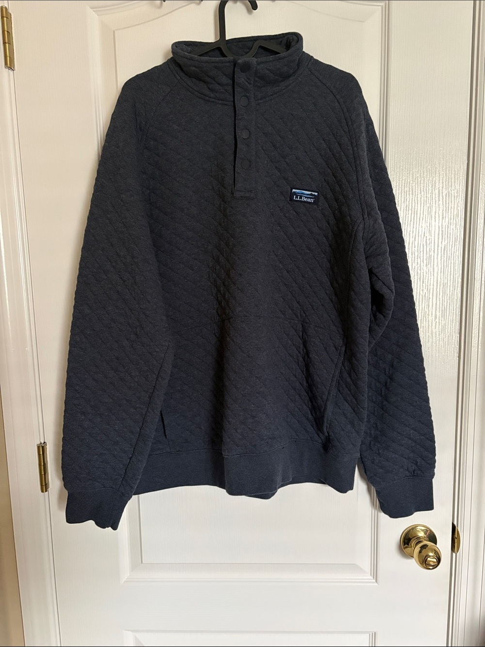 L.L. Bean Dark Navy Quilted Snap Pullover